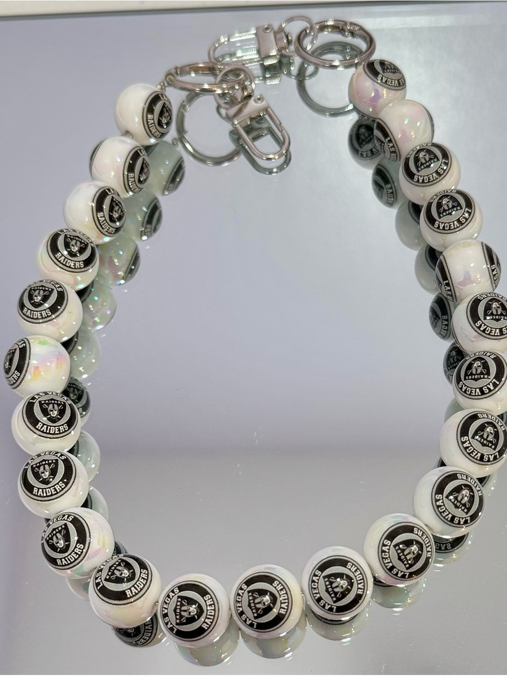 New Raiders White Bead Bag Chain 18 inches